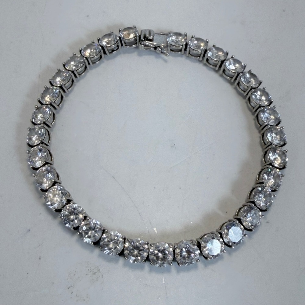 PAJ Sterling Silver 925 Cubic Zirconia Tennis Bracelet 8.25 Inch 22g